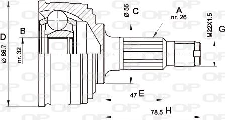 Open Parts CVJ5049.10 - Šarnīru komplekts, Piedziņas vārpsta www.autospares.lv