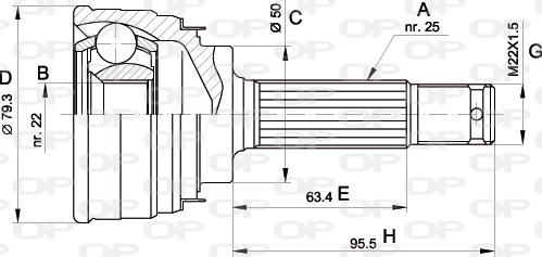 Open Parts CVJ5043.10 - Šarnīru komplekts, Piedziņas vārpsta autospares.lv