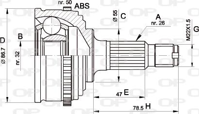 Open Parts CVJ5050.10 - Šarnīru komplekts, Piedziņas vārpsta www.autospares.lv