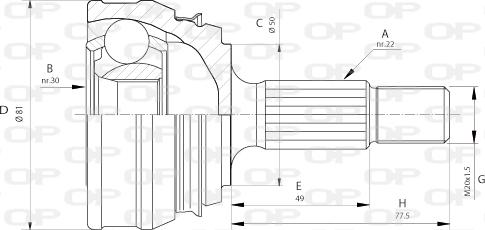 Open Parts CVJ5005.10 - Šarnīru komplekts, Piedziņas vārpsta autospares.lv