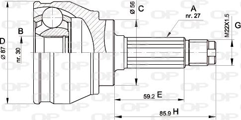 Open Parts CVJ5083.10 - Шарнирный комплект, ШРУС, приводной вал www.autospares.lv