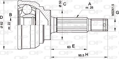 Open Parts CVJ5022.10 - Šarnīru komplekts, Piedziņas vārpsta autospares.lv