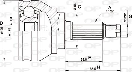 Open Parts CVJ5151.10 - Шарнирный комплект, ШРУС, приводной вал www.autospares.lv