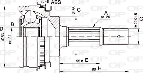 Open Parts CVJ5341.10 - Šarnīru komplekts, Piedziņas vārpsta autospares.lv