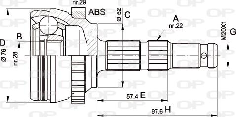 Open Parts CVJ5387.10 - Šarnīru komplekts, Piedziņas vārpsta www.autospares.lv