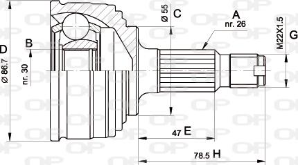 Open Parts CVJ5245.10 - Šarnīru komplekts, Piedziņas vārpsta www.autospares.lv