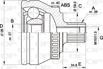 Open Parts CVJ5261.10 - Šarnīru komplekts, Piedziņas vārpsta autospares.lv