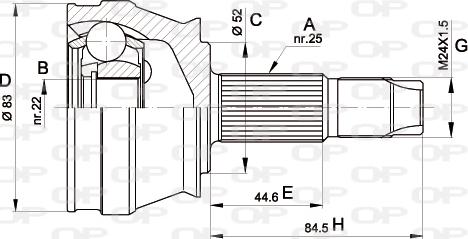 Open Parts CVJ5209.10 - Šarnīru komplekts, Piedziņas vārpsta www.autospares.lv