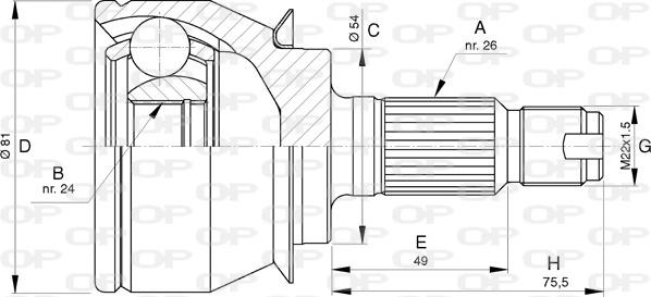 Open Parts CVJ5736.10 - Šarnīru komplekts, Piedziņas vārpsta www.autospares.lv