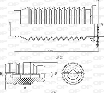 Open Parts DCK5043.04 - Putekļu aizsargkomplekts, Amortizators autospares.lv