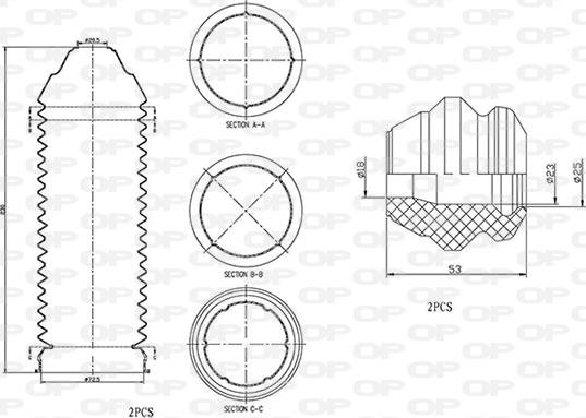 Open Parts DCK5051.04 - Putekļu aizsargkomplekts, Amortizators www.autospares.lv