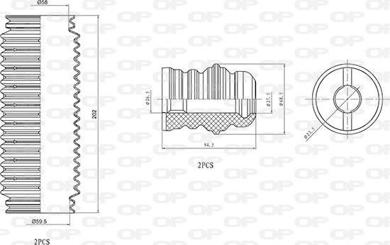 Open Parts DCK5066.04 - Putekļu aizsargkomplekts, Amortizators www.autospares.lv