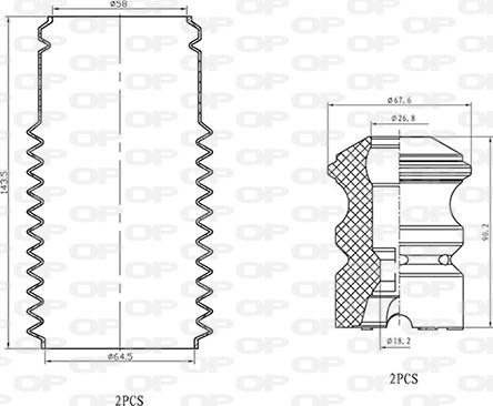 Open Parts DCK5005.04 - Aizsargvāciņš / Putekļusargs, Amortizators autospares.lv