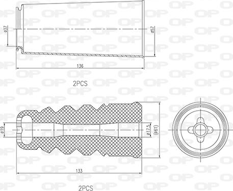 Open Parts DCK5003.04 - Putekļu aizsargkomplekts, Amortizators www.autospares.lv