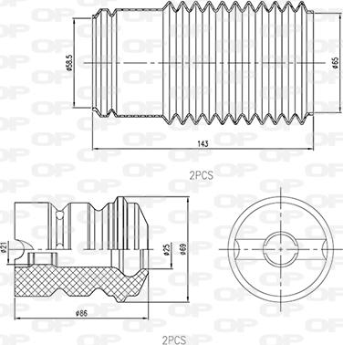 Open Parts DCK5030.04 - Putekļu aizsargkomplekts, Amortizators www.autospares.lv