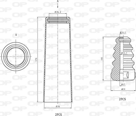 Open Parts DCK5021.04 - Putekļu aizsargkomplekts, Amortizators autospares.lv