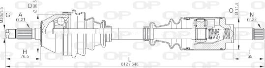 Open Parts DRS6018.00 - Piedziņas vārpsta www.autospares.lv