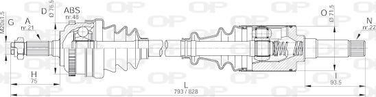 Open Parts DRS6039.00 - Piedziņas vārpsta www.autospares.lv