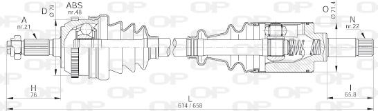 Open Parts DRS6183.00 - Piedziņas vārpsta www.autospares.lv