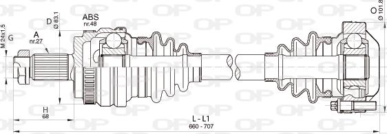 Open Parts DRS6357.00 - Piedziņas vārpsta autospares.lv