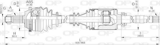 Open Parts DRS6244.00 - Piedziņas vārpsta www.autospares.lv