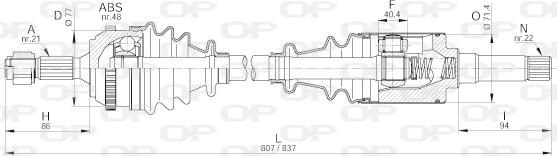 Open Parts DRS6215.00 - Piedziņas vārpsta www.autospares.lv