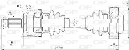 Open Parts DRS6216.00 - Piedziņas vārpsta autospares.lv