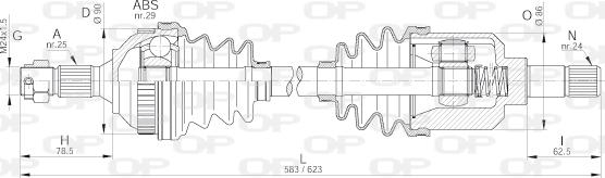 Open Parts DRS6235.00 - Piedziņas vārpsta autospares.lv