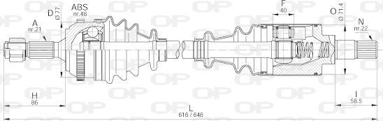 Open Parts DRS6224.00 - Piedziņas vārpsta www.autospares.lv