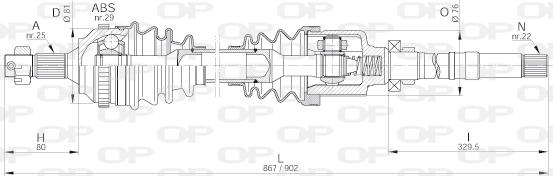 Open Parts DRS6221.00 - Piedziņas vārpsta www.autospares.lv