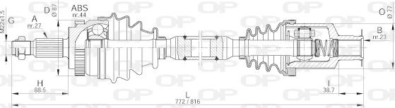 Open Parts DRS6227.00 - Piedziņas vārpsta www.autospares.lv