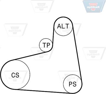 Optibelt 6 PK 906KT2 - Ķīļrievu siksnu komplekts autospares.lv