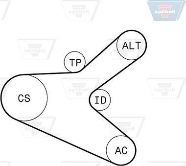 Optibelt 6 PK 1153KT2 - Ķīļrievu siksnu komplekts autospares.lv