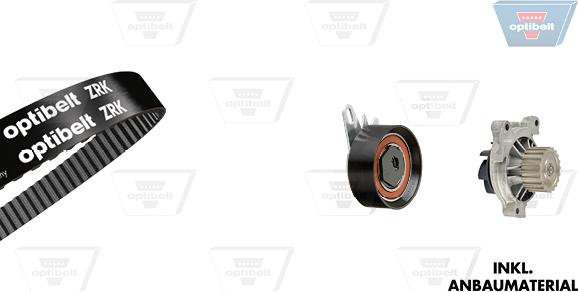 Optibelt KT 1218 W1 - Водяной насос + комплект зубчатого ремня ГРМ www.autospares.lv