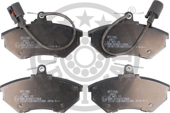 Optimal 9912 - Тормозные колодки, дисковые, комплект www.autospares.lv