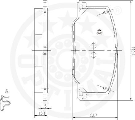 Optimal 9549 - Bremžu uzliku kompl., Disku bremzes autospares.lv