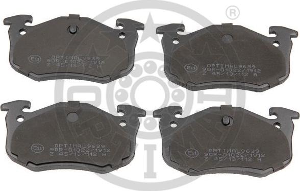 Optimal 9639 - Тормозные колодки, дисковые, комплект www.autospares.lv