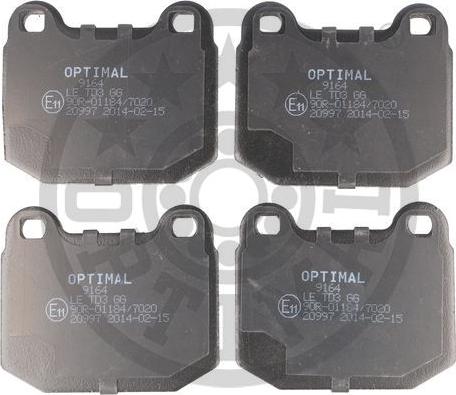 Optimal 9164 - Brake Pad Set, disc brake www.autospares.lv