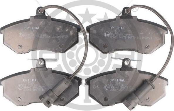 Optimal 9338 - Тормозные колодки, дисковые, комплект www.autospares.lv