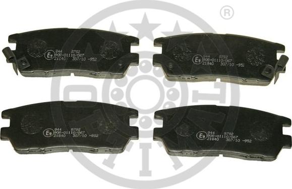 Optimal 9792 - Тормозные колодки, дисковые, комплект www.autospares.lv