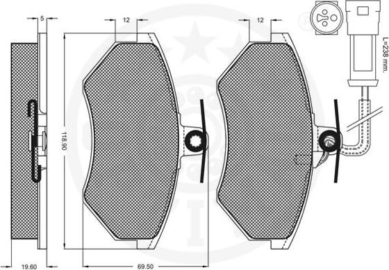 Optimal 9773 - Bremžu uzliku kompl., Disku bremzes www.autospares.lv