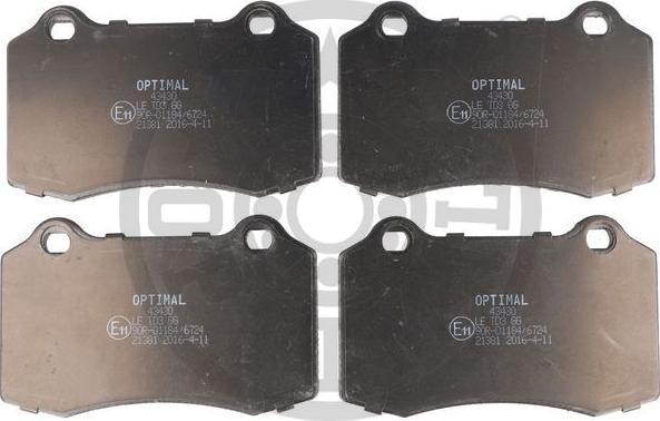 Optimal 43430 - Bremžu uzliku kompl., Disku bremzes www.autospares.lv