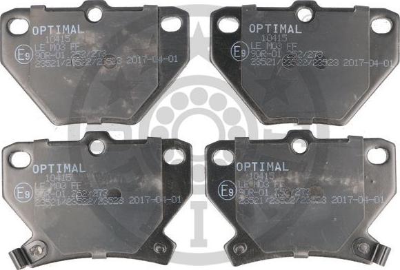 Optimal 10415 - Тормозные колодки, дисковые, комплект www.autospares.lv