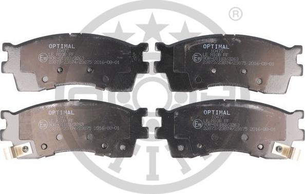 Optimal 10477 - Тормозные колодки, дисковые, комплект www.autospares.lv