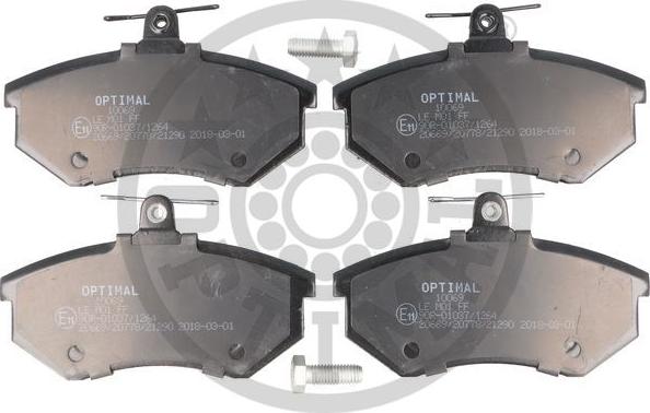 Optimal 10069 - Brake Pad Set, disc brake www.autospares.lv