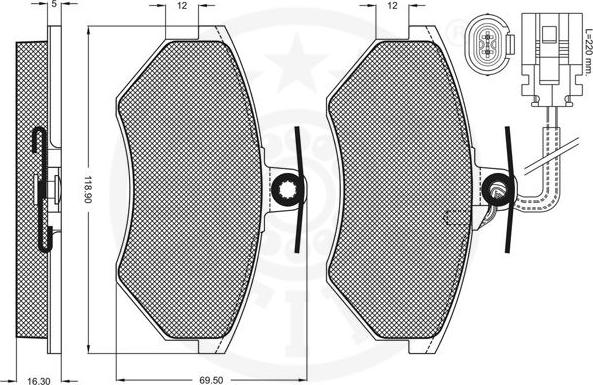 Optimal 10003 - Тормозные колодки, дисковые, комплект www.autospares.lv