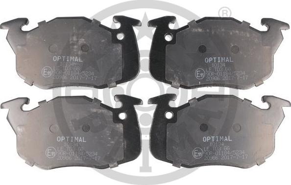 Optimal 10134 - Brake Pad Set, disc brake www.autospares.lv