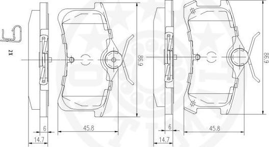 Optimal 12493 - Bremžu uzliku kompl., Disku bremzes www.autospares.lv