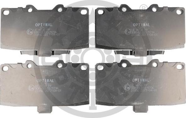 Optimal 12411 - Тормозные колодки, дисковые, комплект www.autospares.lv