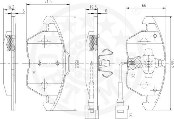 Optimal 12531 - Bremžu uzliku kompl., Disku bremzes autospares.lv